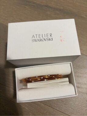 Atelier Swarovski rose Gold Crystal-Accented Bangle Stack